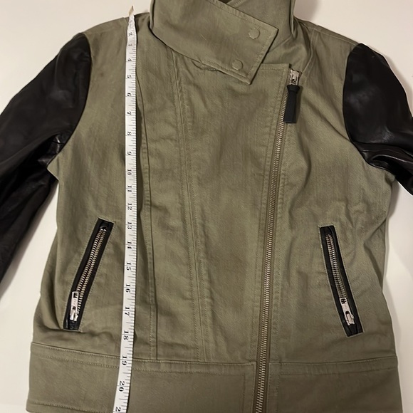Mackage khaki moto motorcycle leather bomber jacket M biker - Picture 14 of 16